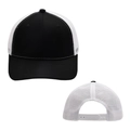 Dettaglio del twill nero e rete bianca sul retro del cappellino trucker regolabile - Nero Bianco - Cappellino da Baseball a Tesa Piatta