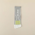 Mid-tube five-finger sports socks in grey and white with yellow dots and sports logo - Grey 1 Pair