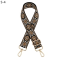Detail of ethnic style adjustable bag strap with floral embroidery and gold lobster claws - S-4 Black Brown Flower / Gold Buckle