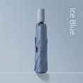 Ice blue automatic folding umbrella with minimalist matte handle and twill fabric - Haze Blue (2006 Handle)