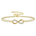 Bracciale a doppio strato in argento S925 dorato con simbolo dell'infinito e zirconi - Infinito Pave Oro (SB136-14K)