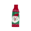 Christmas knitted wine bottle cover with Santa Claus motif in red and green colors - Red and Green Santa