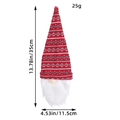 Knitted Christmas wine bottle cover with red striped gnome hat and long white beard - Red