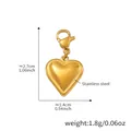 Polished 18k gold heart pendant with colorful glaze and lobster clasp in stainless steel - Gold Smooth Surface Heart Pendant (D169)