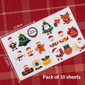 Christmas sticker set with 10 sheets of Santa and Reindeer designs for holiday DIY - Christmas Party Stickers 10 Sheets