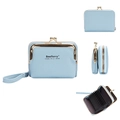 Baellerry light blue faux leather multi-functional mini wallet with accordion card slots - Sky Blue