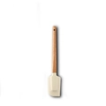 Beige silicone spatula with wooden handle from the 5-piece heat-resistant baking set - White Small Spatula