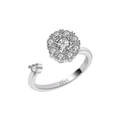 Silver S925 anti-stress ring with rotating flower zircon beads in adjustable design - White Zirconia Flower Style (NJ1048)