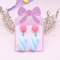 Cute pink and light blue marshmallow twisted drop clip-on earrings for kids with no piercings - Marshmallow