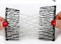 Elastic magic hair comb with black metal teeth and transparent beads for bun styling - Clear White