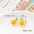 Yellow pear-shaped alloy enamel fruit charm with green leaf for DIY jewelry - 44# Pear