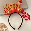 Light-up Merry Christmas headband with red glitter sign and small plush Santa hat - 45# Red Glitter Headband with Letters