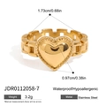 Makro-Detail der goldenen Herzring-Maße 1.73cm mit hypoallergenen Materialangaben - Gold Herz Stil (JDR0112058-7)