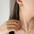Goldenes Schmuckset mit Stern-Mond-Ohrringen und Herzanhänger-Halskette in 18K Vergoldung - Goldene Ohrringe Halskette Ring Set