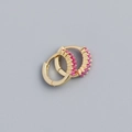 S925 silver gold-plated hoop earrings with small pink purple zircon stones - 925 Silver / Golden (Red Stone)