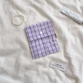 Portable purple checkered cotton pouch with snap button for sanitary pads and makeup - Bubble Purple Grid