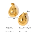 Water drop earrings in 18K gold PVD plated stainless steel with 1.5cm width and 2cm height - Gold Small Waterdrop