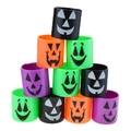 Set of 10 Halloween rainbow spring toys with pumpkin faces in orange, black, green, purple - Halloween D