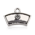 Nurse cap pendant in antique silver finish with top loop and professional reflection - Antique Silver Nurse Hat 20x13mm