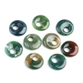 Natural crystal stone donut pendants in green, brown and amber shades for DIY jewelry - 18mm Side Hole India Agate