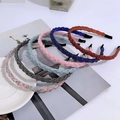 Braided beaded headbands for women in assorted colors including blue, pink and black - 5-Piece Set 2#