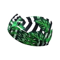 Bohemian yoga headband featuring black stripes and green palm leaf patterns on soft fabric - 15# Black White Stripe Green Palm