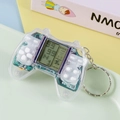 Mini transparent tetris handheld game console keychain with green circuit board - Clear White