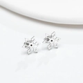 Eleganti orecchini a lobo a forma di fiocco di neve in acciaio inossidabile lucido - Stile Fiocco di Neve Argentato (GED460S)
