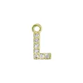 Miniature gold plated letter L pendant with micro-paved cubic zirconia stones - Letter L / Gold