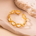 Adjustable gold titanium steel ring with hollow star design and crystal accents - Round Link Chain