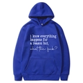 Blue hooded sweatshirt with kangaroo pocket and white motivational quote print - S / Top And Bottom / Blue