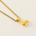 Polished golden bean pendant necklace with stylish Cuban chain link design for women - Letter L