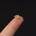 20G golden stainless steel turtle cartilage stud earring with micro-pave zircons - Turtle Style (347-1#G)