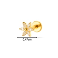 G23 titanium gold flower labret stud with zircon petals and flat back design - Flower Style (T2580-3#) / Gold