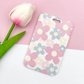 Student floral card holder with colorful flower patterns and beaded wristlet keychain - No Accessories / Pale Blue