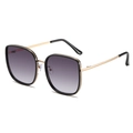 Gafas de sol cuadradas oversize con montura metálica dorada y lentes degradadas púrpuras - Montura Negra Lente Gris Doble