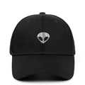 Berretto da baseball nero con logo alieno ricamato e visiera curva in cotone - Regolabile / Nero