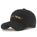 Berretto da baseball nero in lana d'agnello con ricamo dorato 'BEAUTIFUL' regolabile - Nero