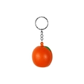 Mini realistic orange fruit keychain with green leaf on white background - Orange