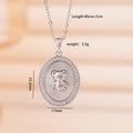 Silver bear necklace with oval shell pendant and sparkling zircon accents for women - Bear / Silver