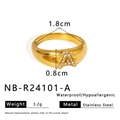 Detailed view of golden stainless steel letter A ring with dimensions and 3.2g weight - US 8 / Letter A Style (NB-R24101-A)