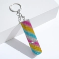 Detail of rainbow rhinestone perfume bottle keychain with crystal gradient and metal ring - 10ml / C6-Rainbow Gradient