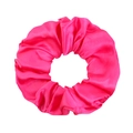 Vibrant rose red satin scrunchie with smooth silk texture and elastic hair tie - Rose Red