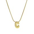 Golden capital letter C bubble pendant necklace with matching snake chain for women - Necklace - Letter C