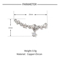 Dettaglio del ciondolo a farfalla argentato con zirconi e specifiche dimensioni - Connettore Farfalla Cuore / YE025-1 Argento Farfalla Cuore
