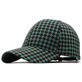 Classic houndstooth knitted baseball cap in blue and brown with curved brim for outdoor style - Adjustable / Black and White Houndstooth Style (01黑)