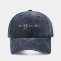 Berretto da baseball in denim lavato blu navy con ricamo mama a fiocco da donna - Blu navy