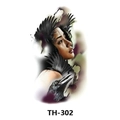 Waterproof temporary tattoo sticker TH-302 featuring a lady with feathers and a raven - Th-302 / 210*148mm