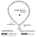 Collar con colgante de estrella en acero inoxidable plateado con medidas del producto - Plata (JDN0303035-S)