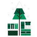 Flat design Christmas tree with forest green gift boxes on white background - SDHZUV-08 Christmas Tree & Gifts / Small 40*55CM